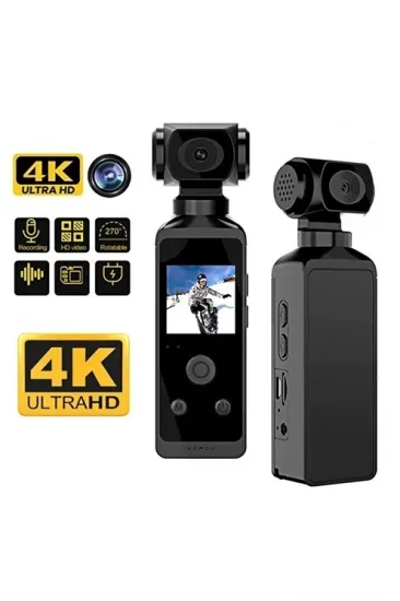 4k Ultra Hd Aksiyon Kamerası 270° Geniş Açı Döner Klips Su Geçirmez Kılıf Wifi Kamera