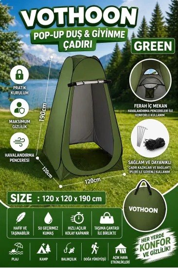 Otomatik Kabin Giyinme Çadırı 120x120x190 Cm Üst Havalandırma Yan Pencereli Duş & Wc Çadırı Otomatik Kabin Giyinme Çadırı 120x120x190 Cm Üst Havalandırma Yan Pencereli Duş & Wc Çadırı