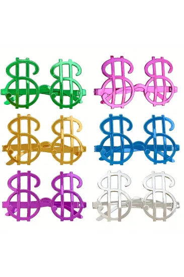 Dolar Şekilli Metalize Parti Gözlüğü 6 Adet Dolar Şekilli Metalize Parti Gözlüğü 6 Adet