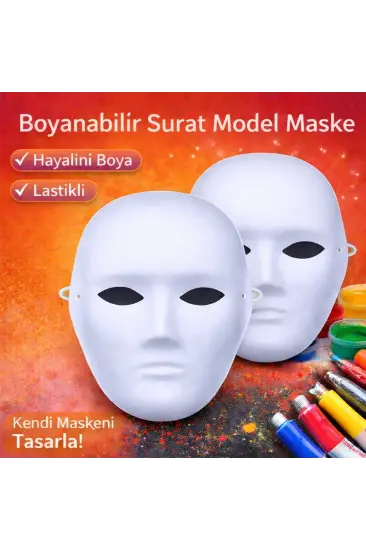Boyanabilir Surat Model Maske – Lastikli | Kendin Tasarla Boyanabilir Surat Model Maske – Lastikli | Kendin Tasarla