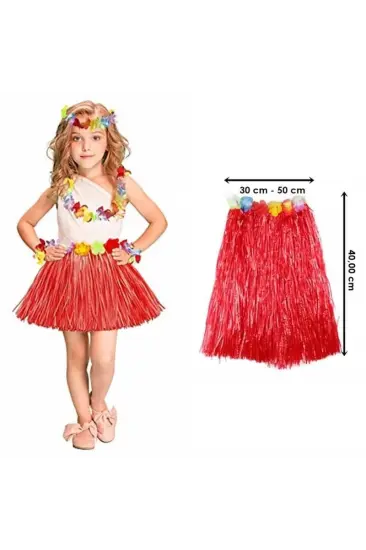 Hawaii Hula Eteği Kırmızı Renk 40 Cm Hawaii Hula Eteği Kırmızı Renk 40 Cm