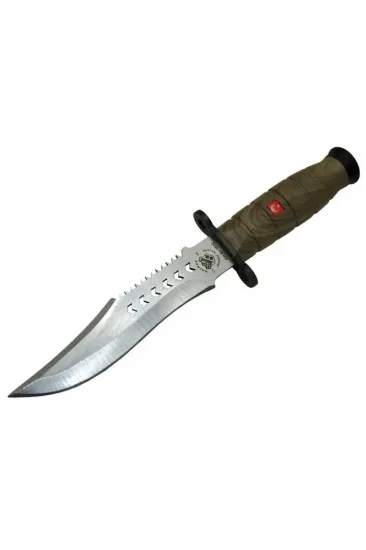 1522 Haki Komando Bıçağı 30cm - Tırtıklı Sırt, Kılıflı 1522 Haki Komando Bıçağı 30cm - Tırtıklı Sırt, Kılıflı