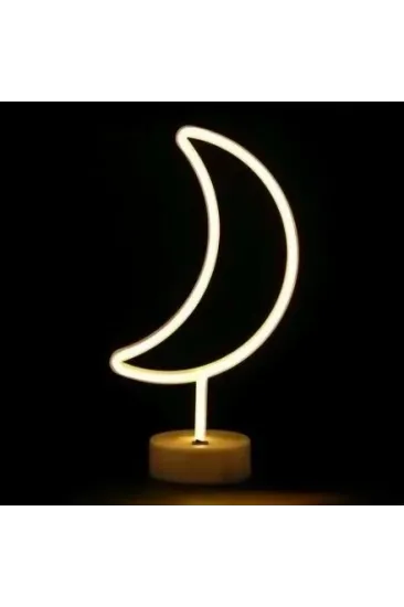 Neon Işıklı Ay Masa Gece Lambası Pil+usb Neon Işıklı Ay Masa Gece Lambası Pil+usb