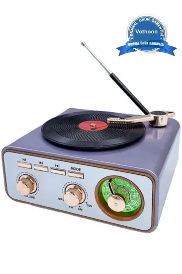 Metalik Nostaljik Tasarım Plak Çalar Görünümlü Radyolu Bluetooth Hoparlör Retro Müzik Plak Metalik Nostaljik Tasarım Plak Çalar Görünümlü Radyolu Bluetooth Hoparlör Retro Müzik Plak
