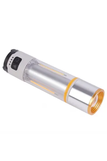 1000 Lümen Güçlü Aydınlatmaya Sahip Gold  Gp-222 İle Kamp Gecelerini Aydınlatın Hem El Feneri Hem De Kamp Lambası Olarak Kullanılabilen Çok Fonksiyonlu Yapısı, Usb Şarj Özelliği Ve Dayanıklı Gö