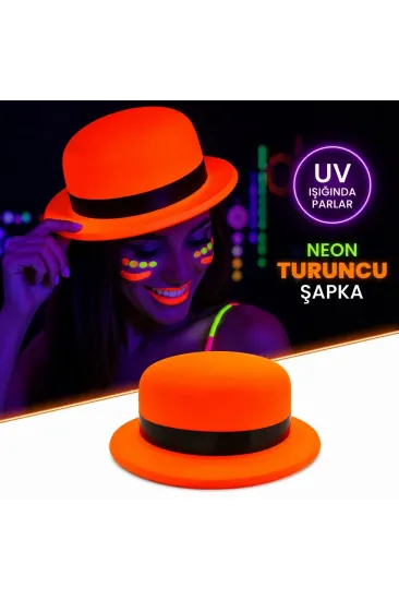 Neon Turuncu Uv Parti Şapkası Plastik Neon Turuncu Uv Parti Şapkası Plastik