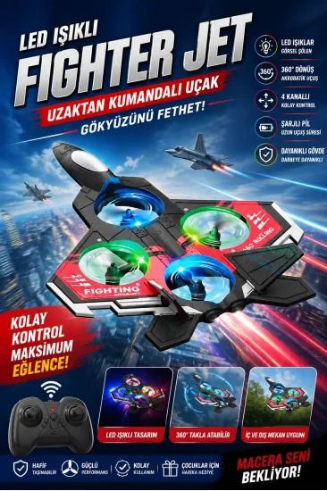 Led Işıklı Oyuncak Drone Fighter Jet Tasarımlı Uzaktan Kumandalı Uçak Led Işıklı Oyuncak Drone Fighter Jet Tasarımlı Uzaktan Kumandalı Uçak