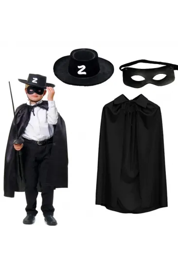 Zorro Pelerini Şapkası Ve Maske Seti Çocuk Boy Zorro Pelerini Şapkası Ve Maske Seti Çocuk Boy