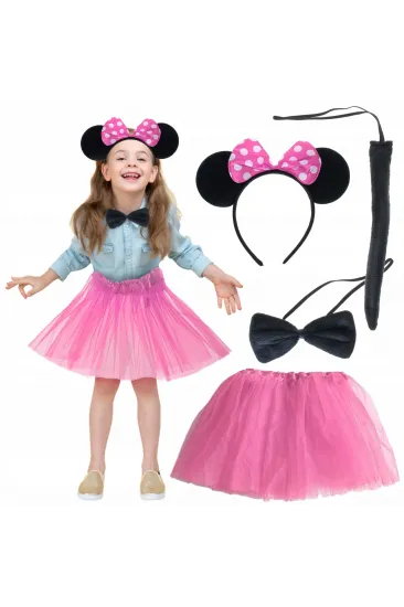 Minnie Kostüm Seti (pembe Tütü Etek + Pembe Taç + Papyon + Kuyruk) Minnie Kostüm Seti (pembe Tütü Etek + Pembe Taç + Papyon + Kuyruk)