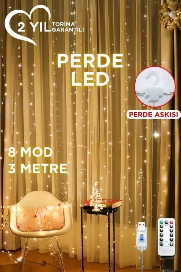 Torima Lw-7 300 Ledli 10 Sarkıt Perde Led Işık, 8 Modlu Uzaktan Kumandalı, 3x3 Metre Peri Telli Led Torima Lw-7 300 Ledli 10 Sarkıt Perde Led Işık, 8 Modlu Uzaktan Kumandalı, 3x3 Metre Peri Telli Led