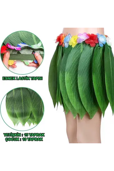Tropikal Esintili Hawaii Yapraklı Parti Eteği Yetişkin Boy Tropikal Esintili Hawaii Yapraklı Parti Eteği Yetişkin Boy