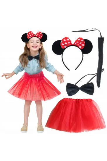 Minnie Mouse Kostüm Seti Etek Taç Kuyruk Papyon Gösteri Seti Minnie Mouse Kostüm Seti Etek Taç Kuyruk Papyon Gösteri Seti