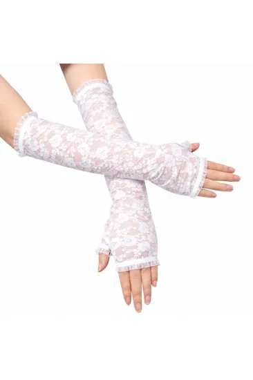 Uzun Zarif Dantel Eldiven Parmaksız Beyaz 35 Cm Uzun Zarif Dantel Eldiven Parmaksız Beyaz 35 Cm