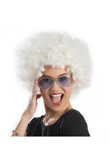 Beyaz Renk Kıvırcık Afro Bonus Peruk Beyaz Renk Kıvırcık Afro Bonus Peruk