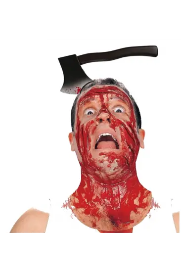Kafaya Saplanmış Halloween Kanlı Balta Şaka Tacı Kafaya Saplanmış Halloween Kanlı Balta Şaka Tacı