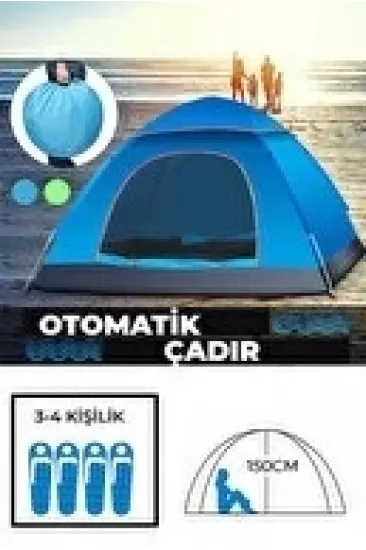 Otomatik Havada Açılan Su Geçirmez Çadır 4 Kişilik Otomatik Havada Açılan Su Geçirmez Çadır 4 Kişilik