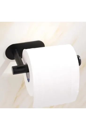Kendinden Yapışkanlı Tuvalet Kağıtlığı – Mat Siyah Modern Banyo Rulo Askısı