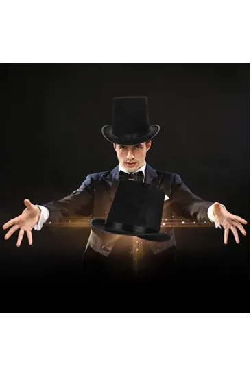 Yetişkinler İçin Siyah Renk Ringmaster Sihirbaz Şapkası Silindir Şapka Yetişkinler İçin Siyah Renk Ringmaster Sihirbaz Şapkası Silindir Şapka