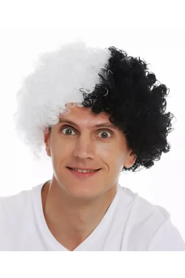 Siyah Beyaz Kıvırcık Afro Bonus Peruk Taraftar Bonus Saç Siyah Beyaz Kıvırcık Afro Bonus Peruk Taraftar Bonus Saç