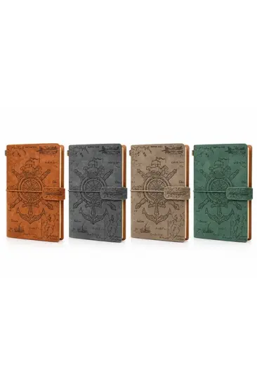 Vintage Dümen Ve Çapa Desenli Deri Defter Alk6470 Vintage Dümen Ve Çapa Desenli Deri Defter Alk6470