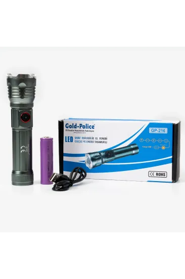 Gold  Gp-216 Tg Led Şarjlı El Feneri 2000 Lümen Güç, Mıknatıslı Taban Ve Zoom Özelliğiyle Kamp Ve Tamir İşlerinizde Yanınızda. Hemen Uygun Fiyata Satın Alın