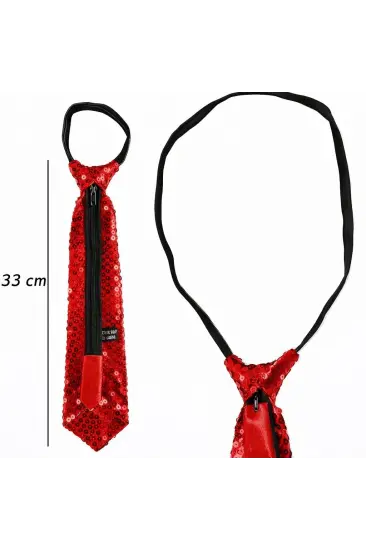Kırmızı Renk Pul Payetli Işıltılı Parti Kravatı 33 Cm Kırmızı Renk Pul Payetli Işıltılı Parti Kravatı 33 Cm