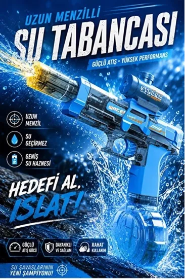 Sarjlı Otomatik Su Tabancası Led Işıklı Geniş Su Hazneli Gerçekçi Geri Tepme Efektli Uzak Menzilli Sarjlı Otomatik Su Tabancası Led Işıklı Geniş Su Hazneli Gerçekçi Geri Tepme Efektli Uzak Menzilli