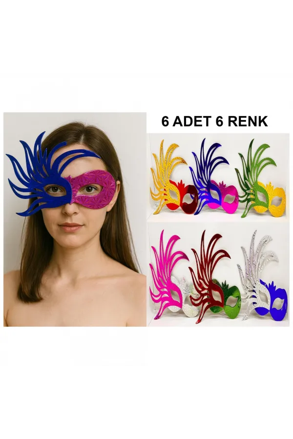 6’lı Çift Renkli Venedik Karton Parti Maskesi Seti 6’lı Çift Renkli Venedik Karton Parti Maskesi Seti