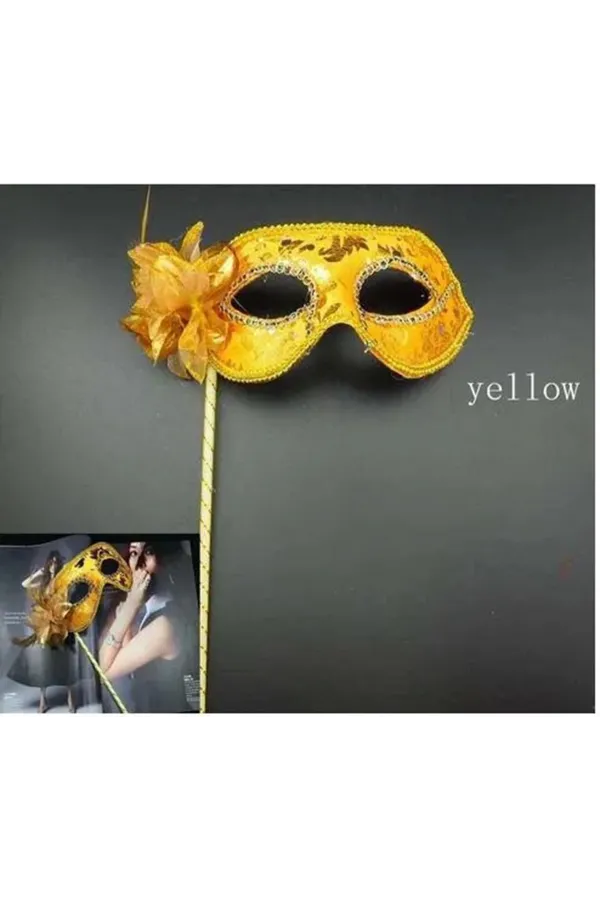Lüks Taşlı Saplı Maskeli Balo Maskesi Altın Renk 35 Cm Lüks Taşlı Saplı Maskeli Balo Maskesi Altın Renk 35 Cm