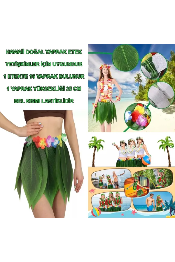 Tropikal Esintili Hawaii Yapraklı Parti Eteği Yetişkin Boy Tropikal Esintili Hawaii Yapraklı Parti Eteği Yetişkin Boy