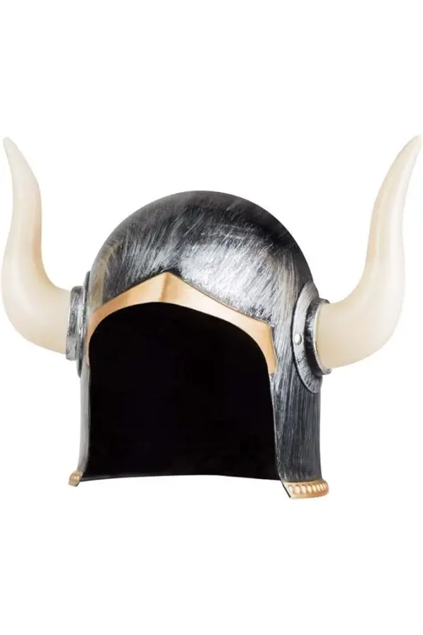 Mega Boynuzlu Viking Ivar Kaskı Eskitilmiş Desen Gümüş Renk Mega Boynuzlu Viking Ivar Kaskı Eskitilmiş Desen Gümüş Renk