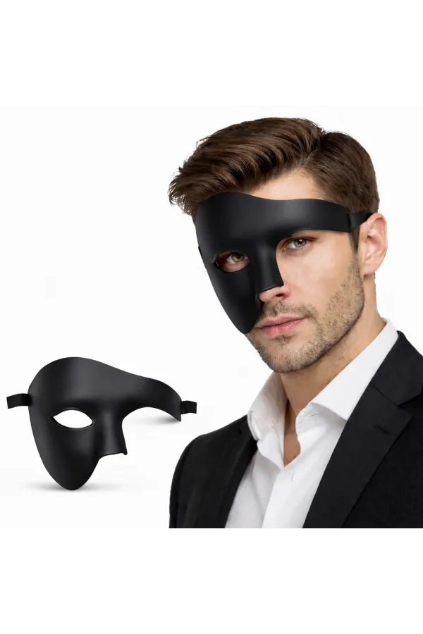 Siyah Yarım Erkek Maske – Phantom Parti & Balo Maskesi Siyah Yarım Erkek Maske – Phantom Parti & Balo Maskesi