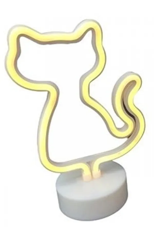 Neon Işıklı Kedi Lamba Pil+usb Pembe Işık Mz-122 Neon Işıklı Kedi Lamba Pil+usb Pembe Işık Mz-122