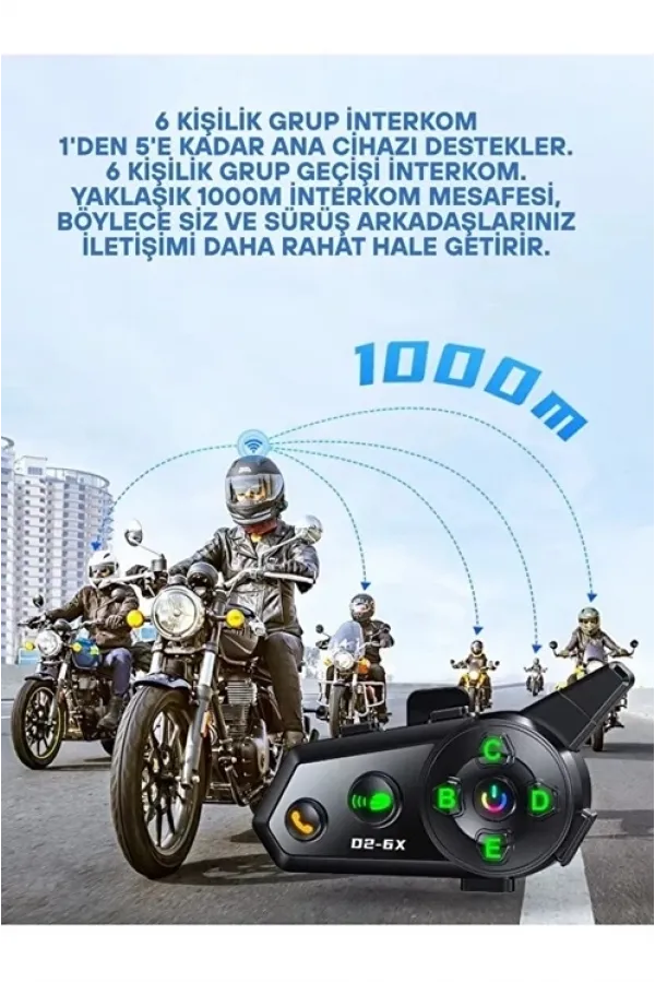 D2-6x 1000m Mesafeli 6 Kanallı İntercom Bluetooth Motosiklet Kask Kulaklığı İntercom Kulaklık D2-6x 1000m Mesafeli 6 Kanallı İntercom Bluetooth Motosiklet Kask Kulaklığı İntercom Kulaklık