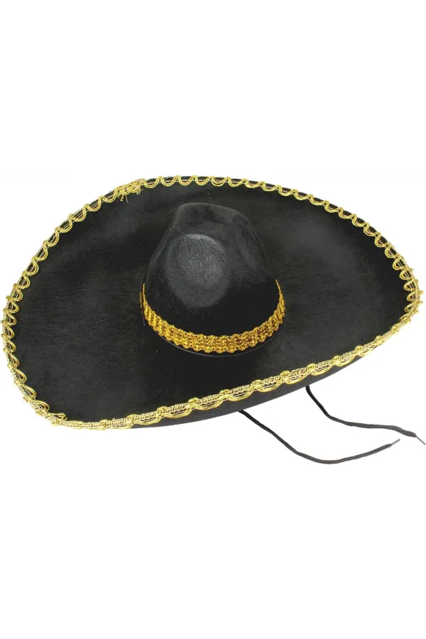 Sombrero Meksika Şapkası Mariachi Altın Şeritli Yetişkin Boy Sombrero Meksika Şapkası Mariachi Altın Şeritli Yetişkin Boy