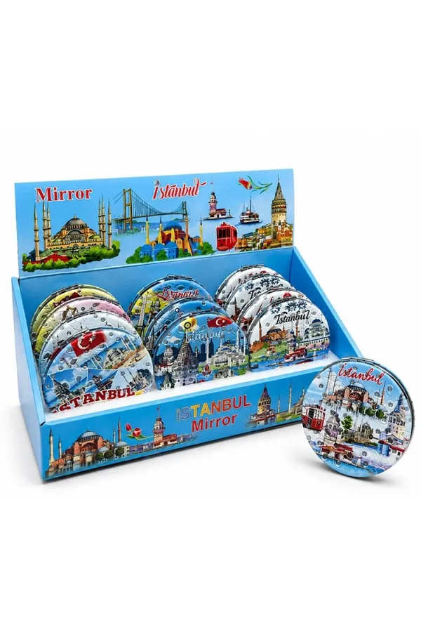 Taşlı İstanbul Temalı İnce El Aynası Alk5819 Taşlı İstanbul Temalı İnce El Aynası Alk5819
