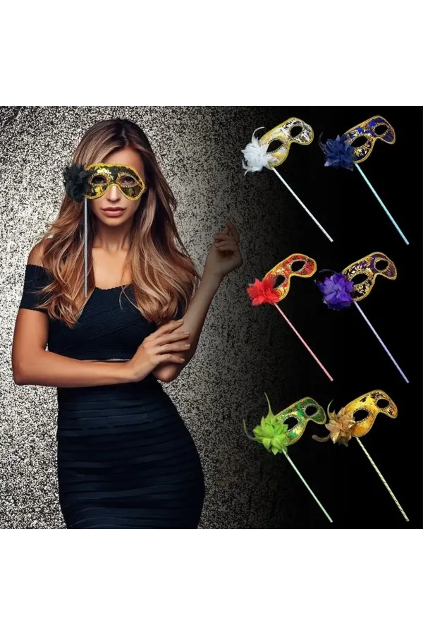 Lüks Taşlı Saplı Maskeli Balo Maskesi Altın Renk 35 Cm Lüks Taşlı Saplı Maskeli Balo Maskesi Altın Renk 35 Cm