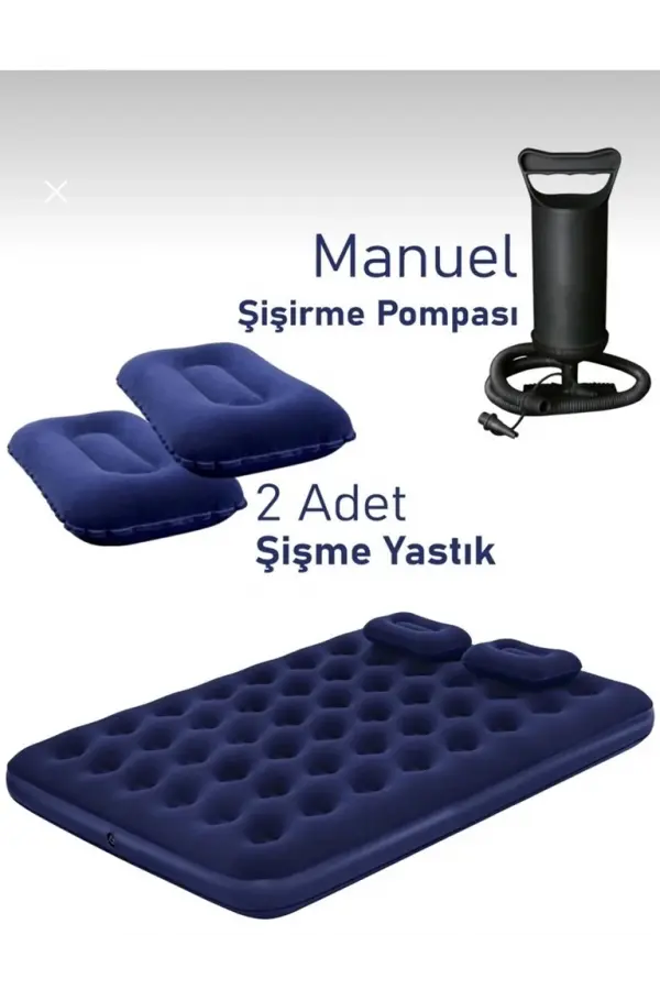 Çift Kişilik Şişme Yatak Dahili Pompalı 203x152x22 Cm 2 Yastıklı Çift Kişilik Şişme Yatak Dahili Pompalı 203x152x22 Cm 2 Yastıklı