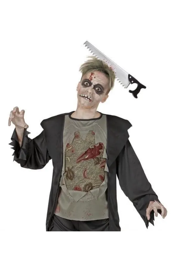 Kafaya Saplanmış Halloween Kanlı Testere Şaka Tacı Kafaya Saplanmış Halloween Kanlı Testere Şaka Tacı