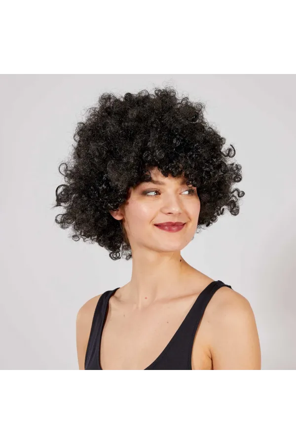 Siyah Renk Kıvırcık Afro Bonus Peruk Siyah Renk Kıvırcık Afro Bonus Peruk