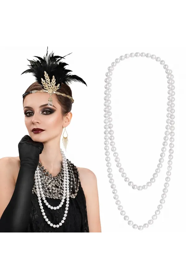 1920 Gatsby İnci Kolye – Vintage Uzun Beyaz İnci Kolye 1920 Gatsby İnci Kolye – Vintage Uzun Beyaz İnci Kolye