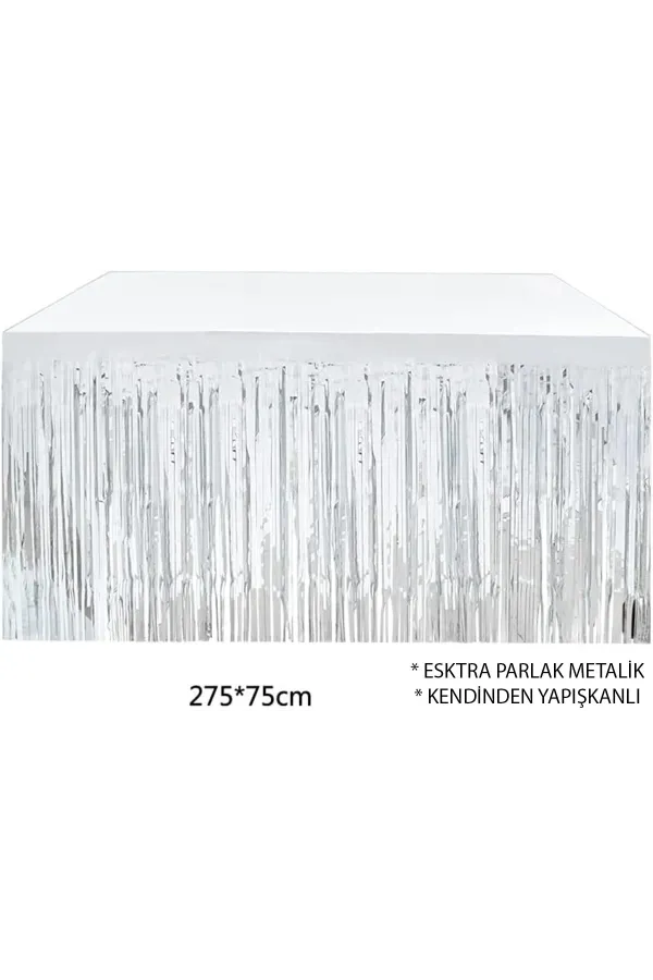 Gümüş Metalize Masa Eteği 275x75 Cm – Kendinden Yapışkanlı Gümüş Metalize Masa Eteği 275x75 Cm – Kendinden Yapışkanlı