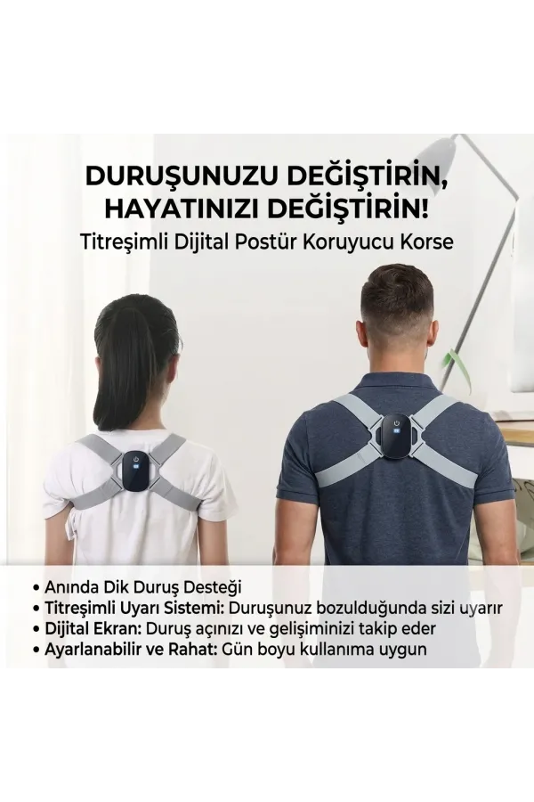 Dijital Ekran Titreşimli Dik Durma Korsesi Dijital Ekran Titreşimli Dik Durma Korsesi