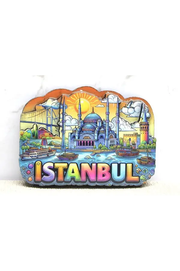 Ahşap İstanbul Temalı Magnet Alk4366 Ahşap İstanbul Temalı Magnet Alk4366