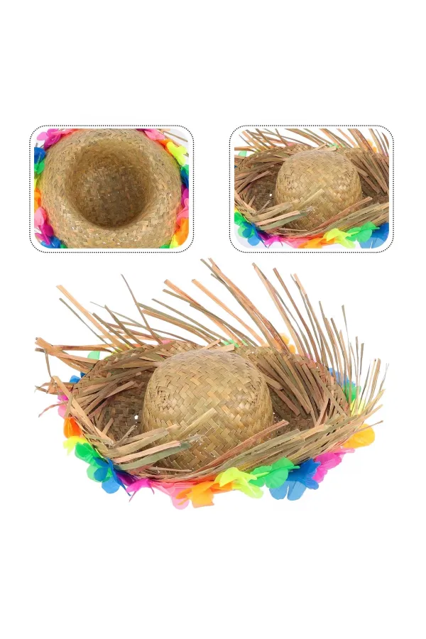 Naturel Renk Püsküllü Örme Hasır Hawaii Luau Aloha Şapka 13x36 Cm Naturel Renk Püsküllü Örme Hasır Hawaii Luau Aloha Şapka 13x36 Cm