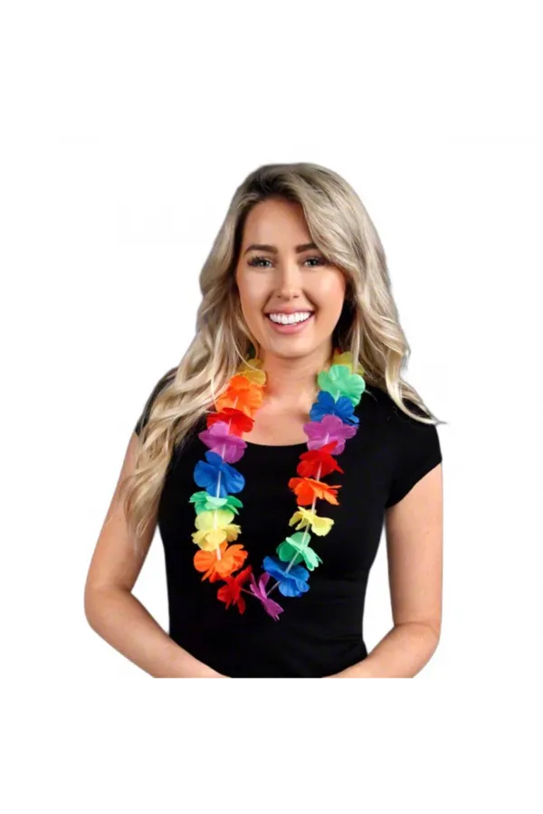 Hawaii Çiçekli Boyun Kolyesi - Renkli Tropikal Parti Leisi