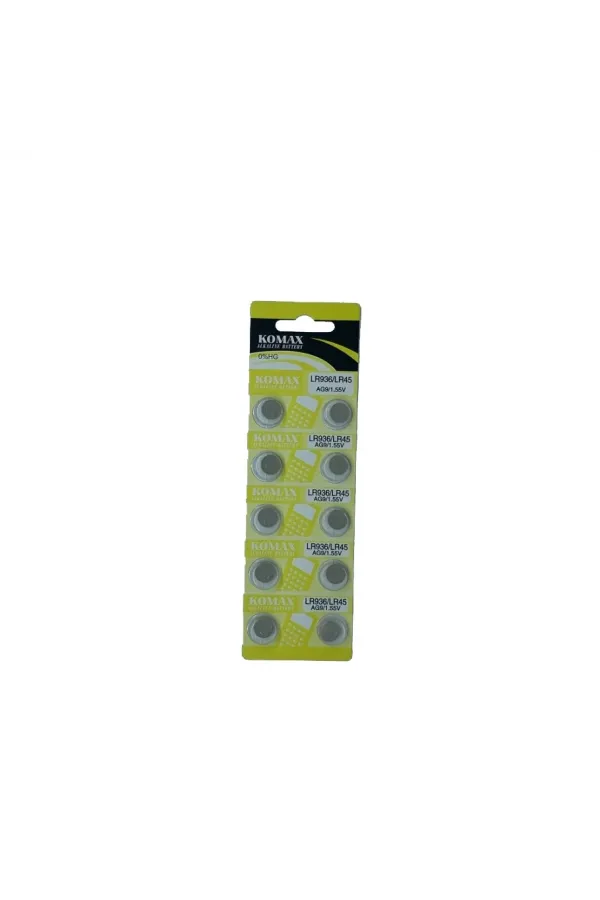 Komax Ag9 Lr936/lr45/394 Alkalin 10'lu Düğme Pil Komax Ag9 Lr936/lr45/394 Alkalin 10'lu Düğme Pil