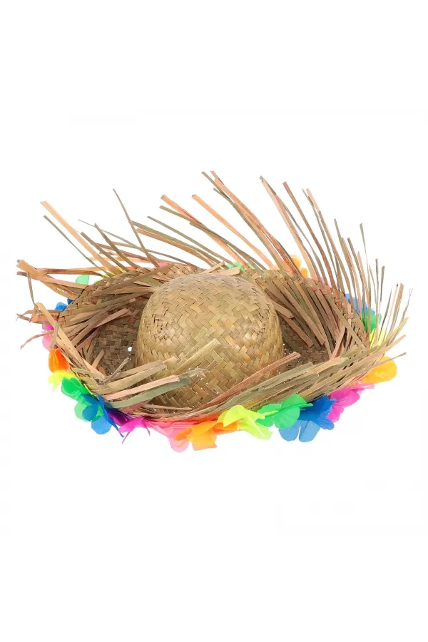 Naturel Renk Püsküllü Örme Hasır Hawaii Luau Aloha Şapka 13x36 Cm Naturel Renk Püsküllü Örme Hasır Hawaii Luau Aloha Şapka 13x36 Cm