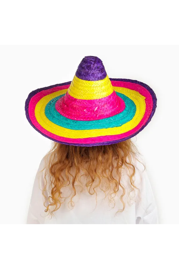 Sombrero Meksika Şapkası Renkli Örme Hasır Çocuk Boy Sombrero Meksika Şapkası Renkli Örme Hasır Çocuk Boy