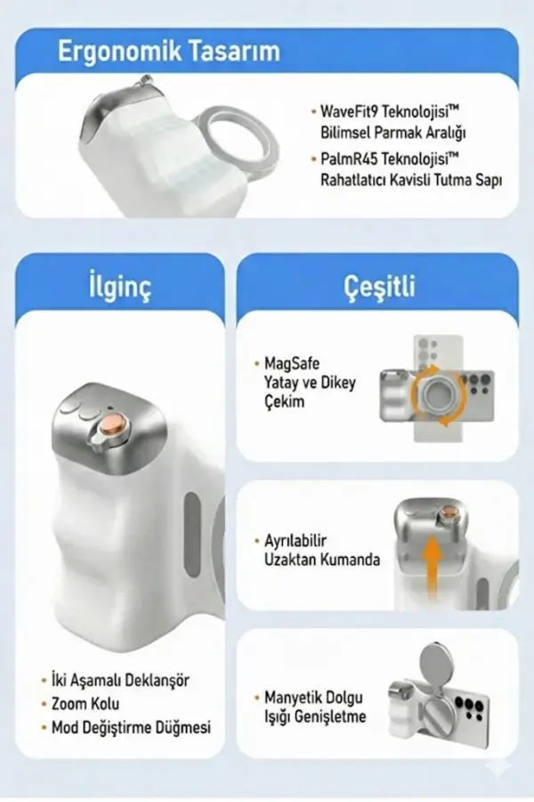 Magsafe Selfie Çubuğu Kamera Kolu Profesyonel Çekim Zoom